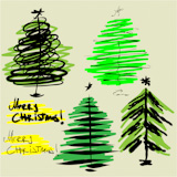 art sketching set of vector christmas tree  symbols