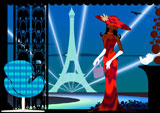 Woman+holding+a+hand+bag+with+a+tower+in+the+background%2C+Eiffel+Tower%2C+Paris%2C+France