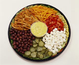 High+angle+view+of+a+platter+of+assorted+vegetables+served+with+dip