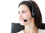 Attractive businesswoman with a headset on
