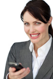 Positive,businesswoman,using,a,mobile,phone