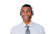 Smiling young customer ӥ agent with headset on