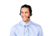 Attractive customer ӥ agent with headset on