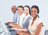 Customer ӥ representatives using headset
