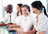 Business called centre with people on headsets