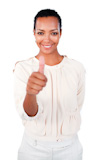Businesswoman doing a thumb-up