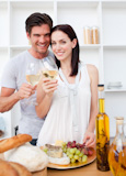 Happy couple toasting with wine