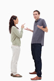 Man shrugged his shoulders in front of angry woman