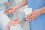 Surprised patient receiving drugs