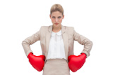 Businesswoman boxing her co worker
