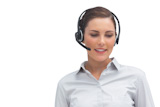 Call centre agent wearing headset