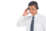 Call centre agent working with headset