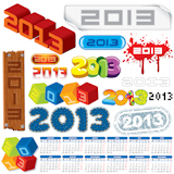 2013+Year.+Vector+Calendar+and+Labels.+Week+Starts+on+Monday