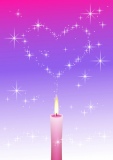 candle heart pink