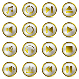 Gold music icons set