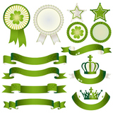 set of eco with ribbon and emblem
