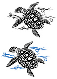Turtle+in+sea+water+in+cartoon+style+for+tattoo+or+environment+design