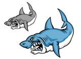 Danger+blue+shark+in+cartoon+style+isolated+on+white+background