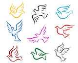 Pigeons+and+doves+symbol+set+for+peace+or+wedding+concept+design