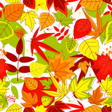 Autumnal+seamless+pattern+with+yellow%2C+red%2C+green+and+red+leaves