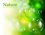 Soap+bubbles+on+green+natural+background.+Vector+illustration