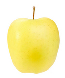 Single+a+yellow+apple.+Isolated+on+white+background.+Close-up.+Studio+photography.
