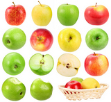 Set+of+apples.+Isolated+on+white+background.+Close-up.+Studio+photography.