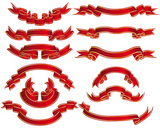 Set+of+brightly+red+ribbons+with+golden+lines