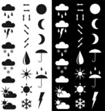 Symbols+for+the+indication+of+weather.+A+vector+illustration.+A+dark+and+light+background.