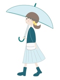 傘をさして歩く女性のイラスト
